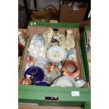 Box of mixed items to include an egg cruet, carousel ornament and others