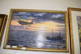 NORMAN PELLEW WWII COMBINED U-BOAT SURVAILLANCE OFF NORTH WEST SCOTLAND, ACRYLIC ON BOARD, FRAMED
