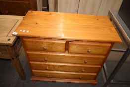 Modern pine five drawer chest