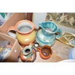Mixed Lot: Shorter pottery jug decorated with fish and various others