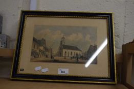 Coloured engraving, Harleston, Norfolk, framed and glazed