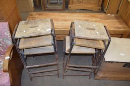 SIX VINTAGE METAL FRAMED STACKING STOOLS