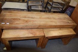 NEST OF THREE MODERN HARDWOOD TABLES