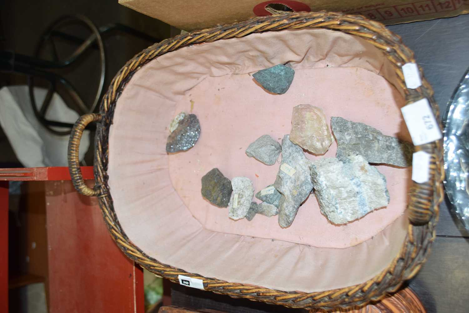 Basket of various mineral samples