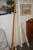 TWO WOODEN CURTAIN POLES