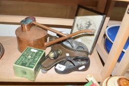 Mixed Lot: Small copper watering can, cruet stand and other items