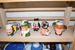 Collection of various small character jugs to include Royal Doulton examples