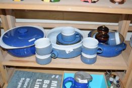 Collection of Denby style blue glazed dinner wares