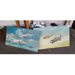 Two oil on board studies of aircraft, unframed