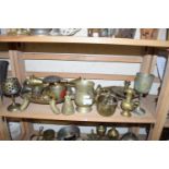 Mixed Lot: Assorted brass wares to include goblets, tankards, assorted ornaments, tortoise shaped