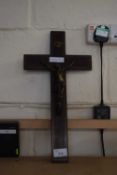 Hardwood and metal mounted crucifix