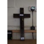 Hardwood and metal mounted crucifix