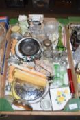 Box of various mixed items to include candlesticks, cruet, cake stand etc