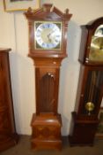 20TH CENTURY HARDWOOD CASED GRANDMOTHER CLOCK