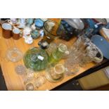 Mixed Lot: Various assorted glass vases, decanter etc