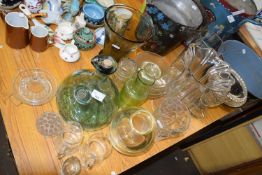Mixed Lot: Various assorted glass vases, decanter etc
