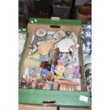 One box of mixed items to include a dressing table set, a model dray horse and cart