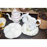 Mixed Lot: Victorian puce lustre coffee pot and various other jugs, hors d'oeuvres dish etc