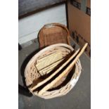 Two wicker baskets and other assorted items
