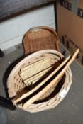 Two wicker baskets and other assorted items