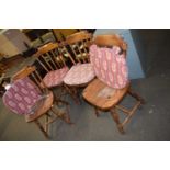 Set of four pine kitchen chairs