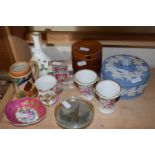 Mixed Lot: Wedgwood Jasper ware, covered trinket box, Royal Crown Derby miniature vases and other