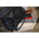 Box of various assorted handbags, cases etc