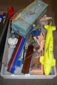 Box of mixed items, toy boats etc