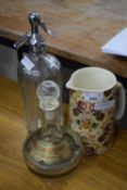 Mixed Lot: Soda syphon jug and decanter