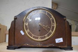 Smiths Enfield oak cased mantel clock