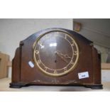 Smiths Enfield oak cased mantel clock