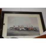 Reproduction coloured print, horse racing