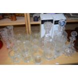 Mixed Lot: Various drinking glasses, decanters etc