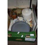 One box of various ceramics, kitchen wares etc