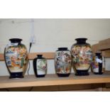 Five various assorted early 20th Century Japanese vases