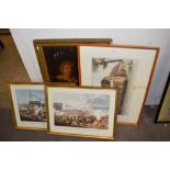 Mixed Lot: Coloured prints, Battle of Waterloo and two others (4)