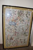 Large modern Chinese needlework picture of cranes, framed and glazed