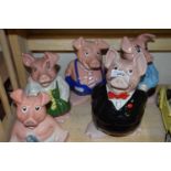 Set of five Wade Nat West piggy banks