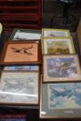 Collection of various coloured prints, military aircraft
