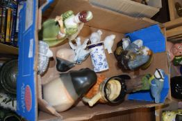 Box of various assorted mixed ornaments, Toby jug figurine etc