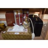 Mixed Lot: Jewellery case, braces, gents vanity set etc