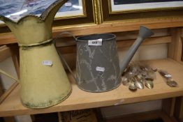 Mixed Lot: Two modern metal watering cans and a quantity of various collectors spoons