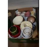 One box of assorted jardinieres, ceramics etc