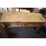 Modern pine two drawer side table