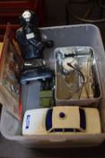 Mixed Lot: A Cool Master robot, battery operated Police car, pocket watch movement, bedside clock