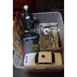 Mixed Lot: A Cool Master robot, battery operated Police car, pocket watch movement, bedside clock