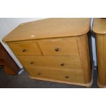 Modern light oak four drawer bedroom chest, 109cm wide