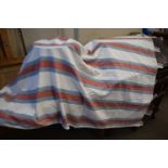 Pair of striped upholstered curtains