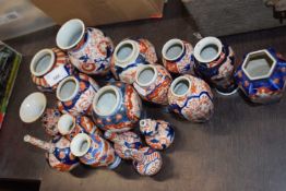 A collection of various small Japanese Imari vases