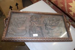 Carved wooden serving tray